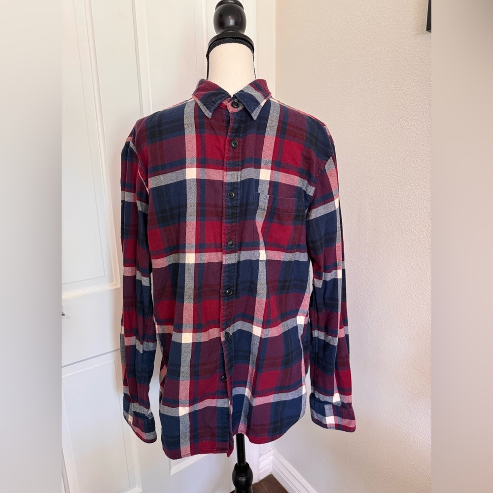 Uniqlo Plaid Button-Up Shirt - Red and Blue
